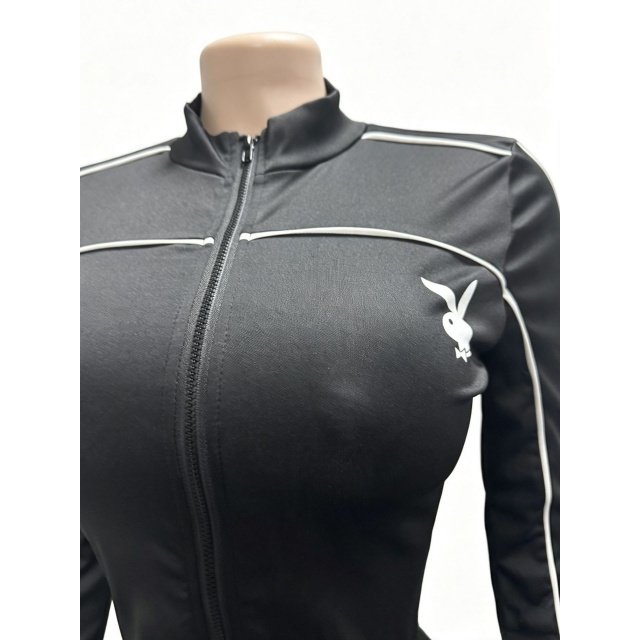 Long Sleeve Zipper Up Top Slim Fit Short Set