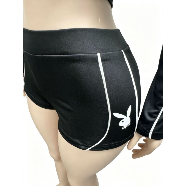 Long Sleeve Zipper Up Top Slim Fit Short Set