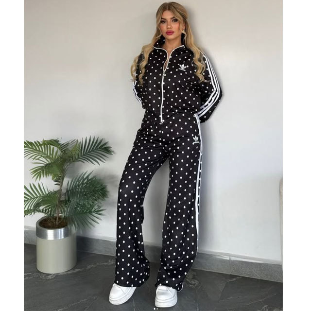 Polka Dots High Waist Casual Tracksuit Set