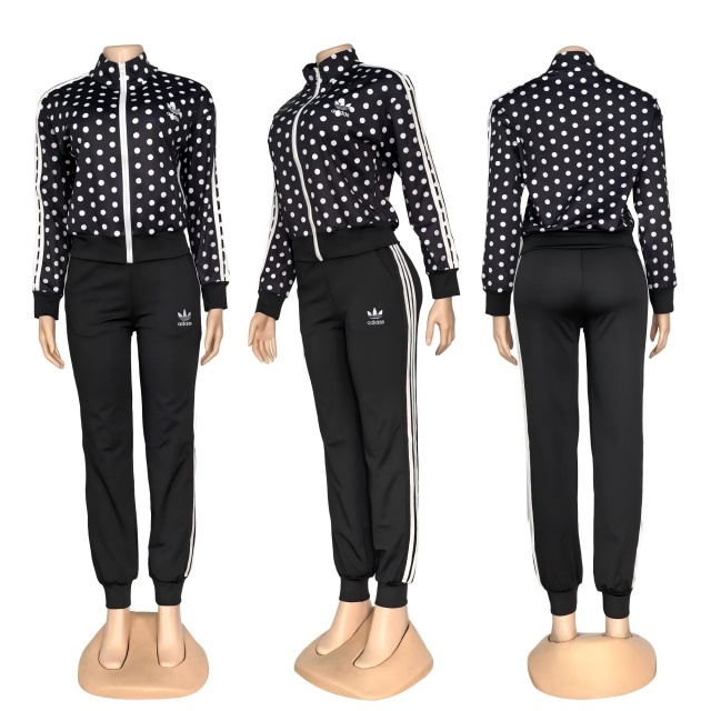 Polka Dots Zipper Fall Tracksuit Set