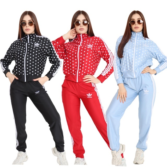 Polka Dots Zipper Fall Tracksuit Set
