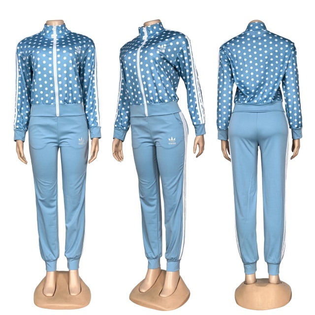 Polka Dots Zipper Fall Tracksuit Set