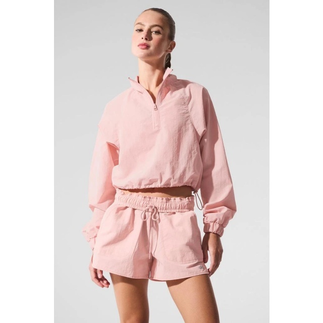 Zip Up Cropped Top Jogger Short Set