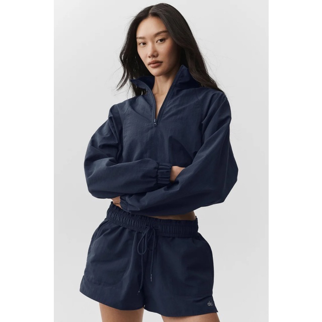 Zip Up Cropped Top Jogger Short Set