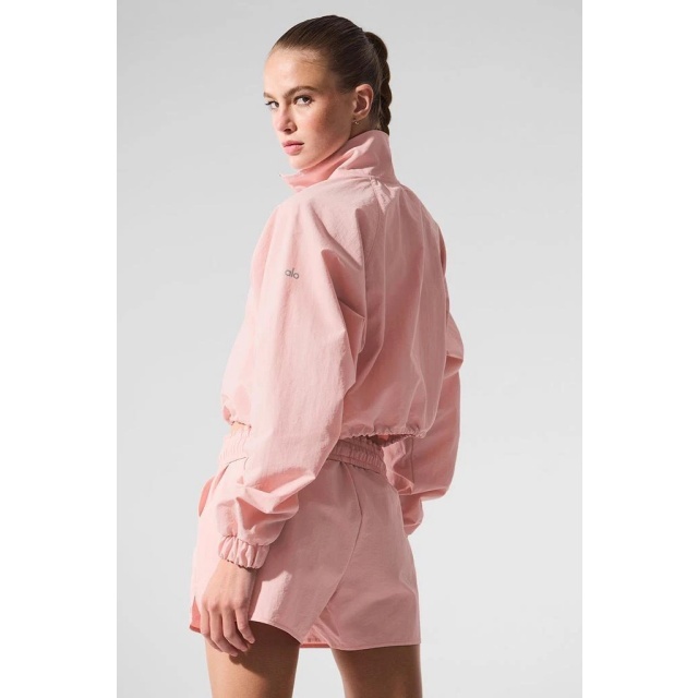 Zip Up Cropped Top Jogger Short Set