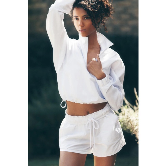 Zip Up Cropped Top Jogger Short Set