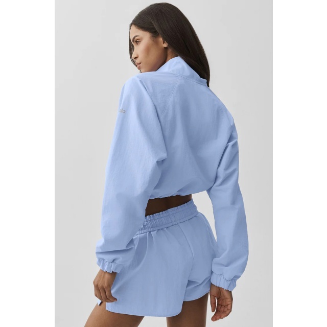 Zip Up Cropped Top Jogger Short Set