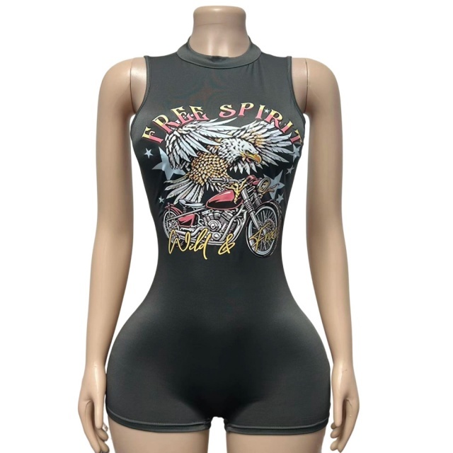 FREE SPIRIT Printed Sleeveless Fitted Romper