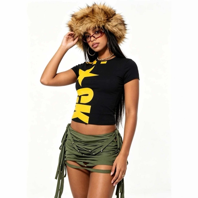 Y2K Priinted Short Sleeve T Shirt Top
