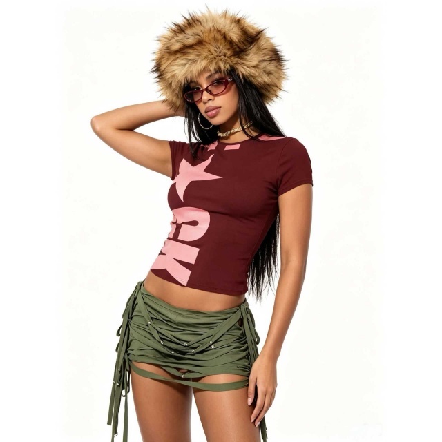 Y2K Priinted Short Sleeve T Shirt Top