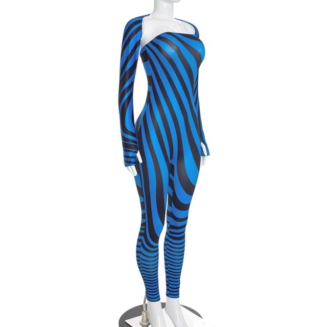 Striped Long-sleeve Shrug Strapless Jumpsuit Set