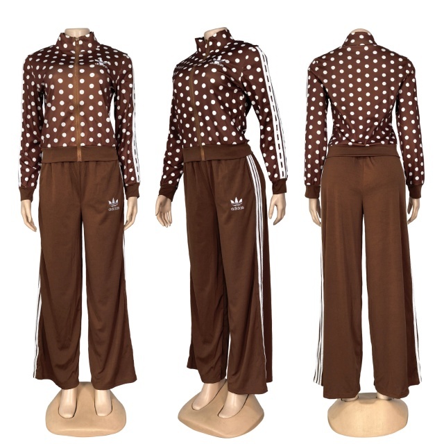 Polka Dots Jacket Top Sport Pants Suit