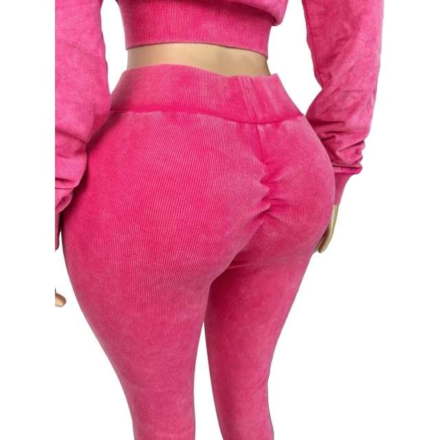 Vintage-wash Hooded Sweatshirt Cropped Pant Set