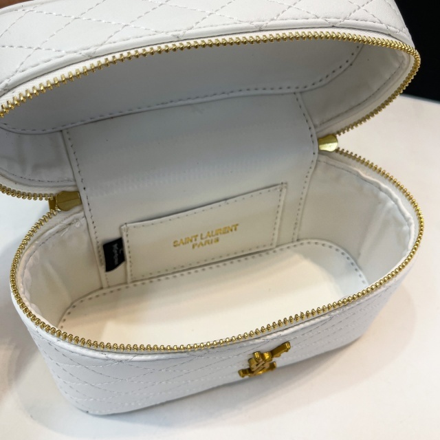 Metal Logo Leather Fashion Makeup Bags