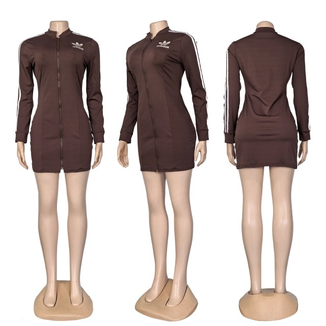 Zipper Long Sleeve Bodycon Sport Dress