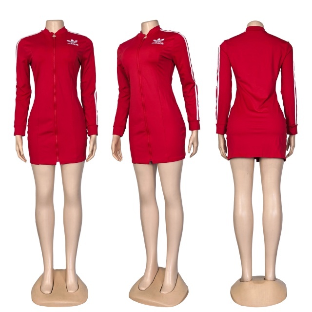 Zipper Long Sleeve Bodycon Sport Dress