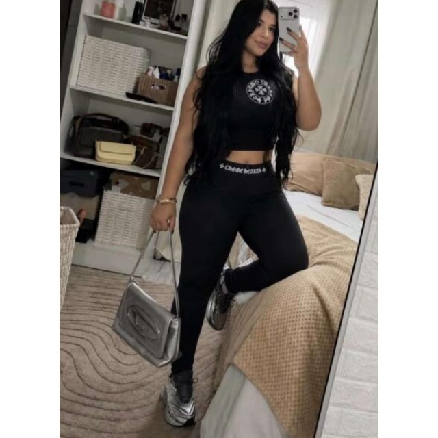 Chic Printed Tank Top Fitted Pant Set