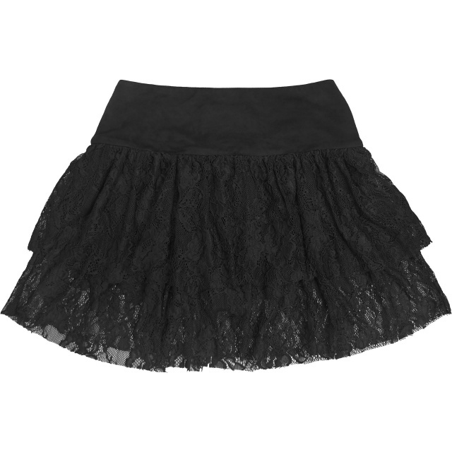Lace-Up Lace High Waist Skirt Set