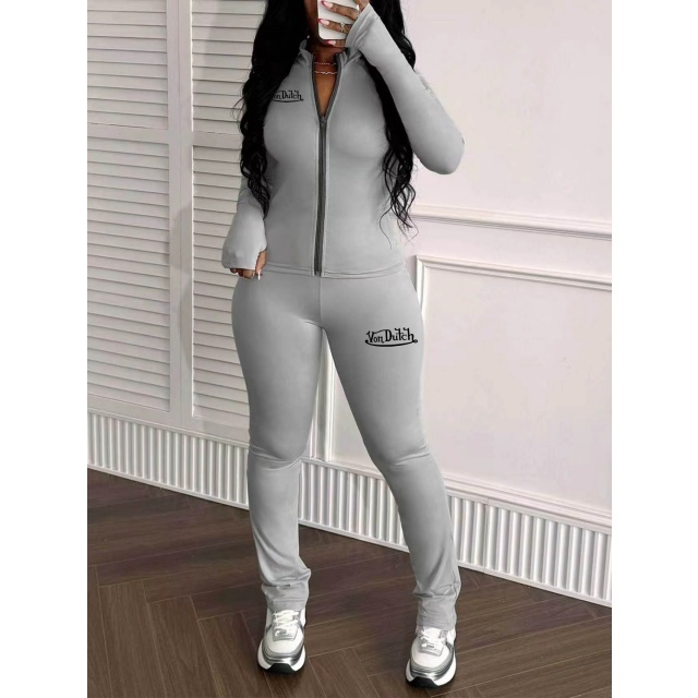 Long-sleeve Zipper Up Top Slim Fit Pant Set