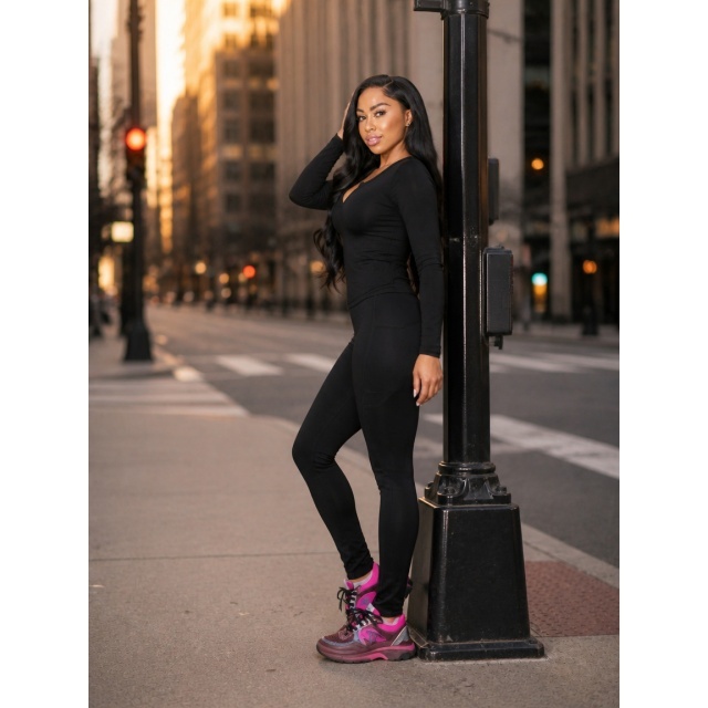 Solid Color Basic Style Fitted Pant Set