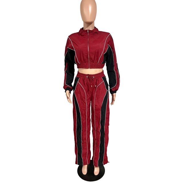 Colorblock Zip-up Jacket Top Jogger Pant Set