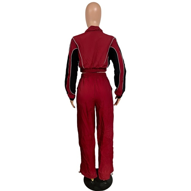 Colorblock Zip-up Jacket Top Jogger Pant Set