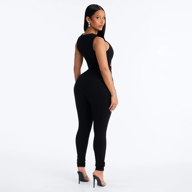 Cut Out Sleeveless Fitted Jumpsuit