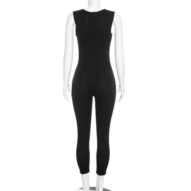 Cut Out Sleeveless Fitted Jumpsuit