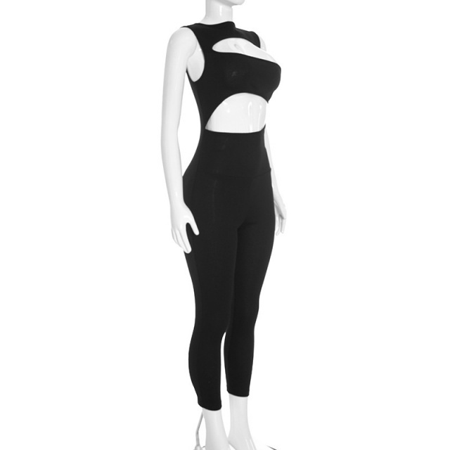 Cut Out Sleeveless Fitted Jumpsuit