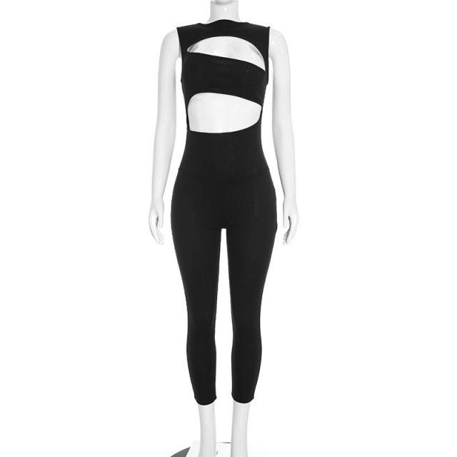 Cut Out Sleeveless Fitted Jumpsuit
