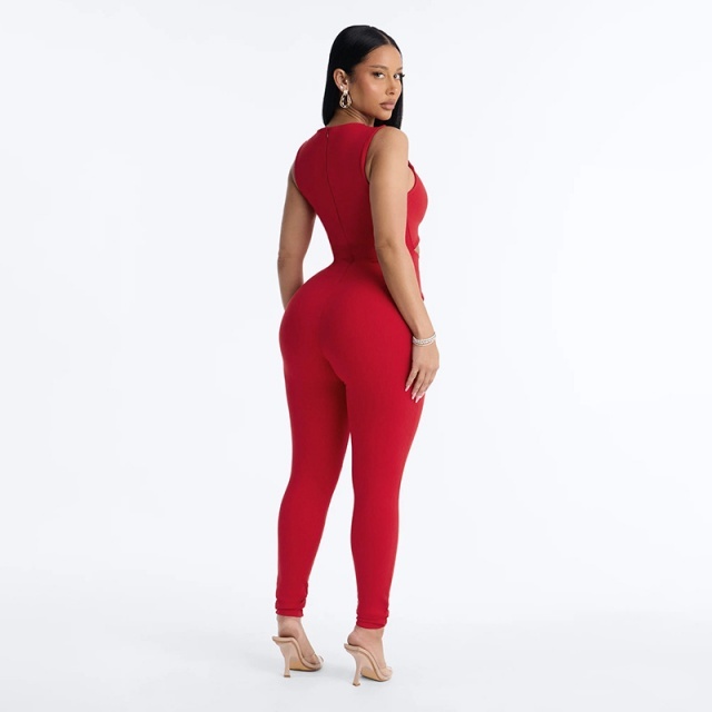 Cut Out Sleeveless Fitted Jumpsuit
