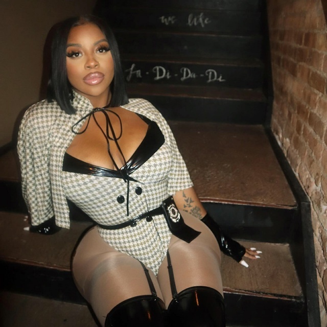 Designer Houndstooth Bodysuit with Cape-like
