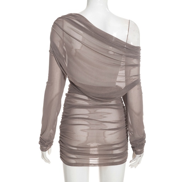 See Through Off-shoulder Slim Fit Dress