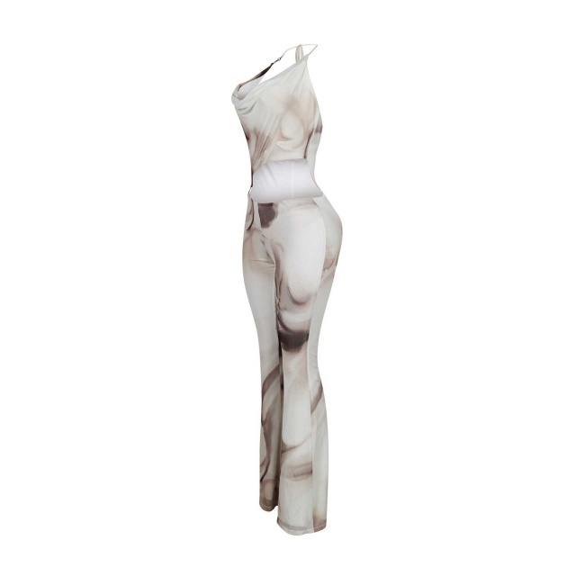 Tie Dye Halter Hollow Out Jumpsuit