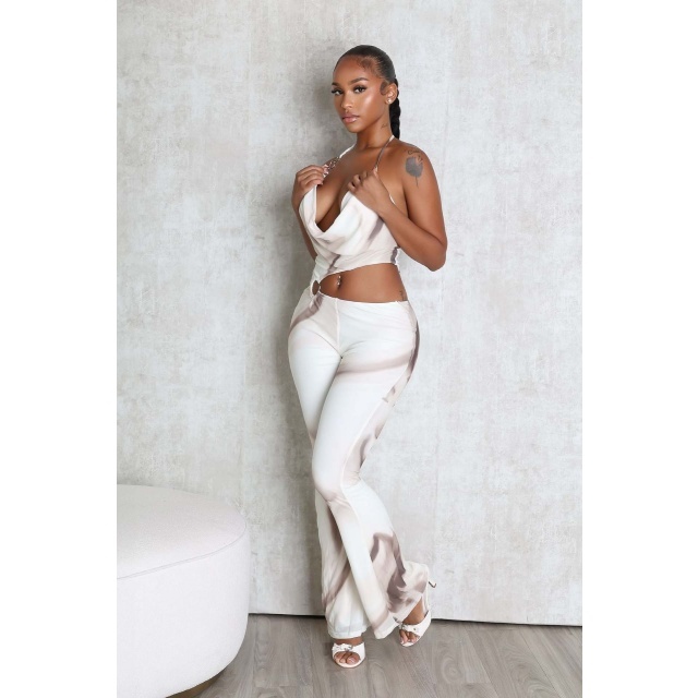 Tie Dye Halter Hollow Out Jumpsuit