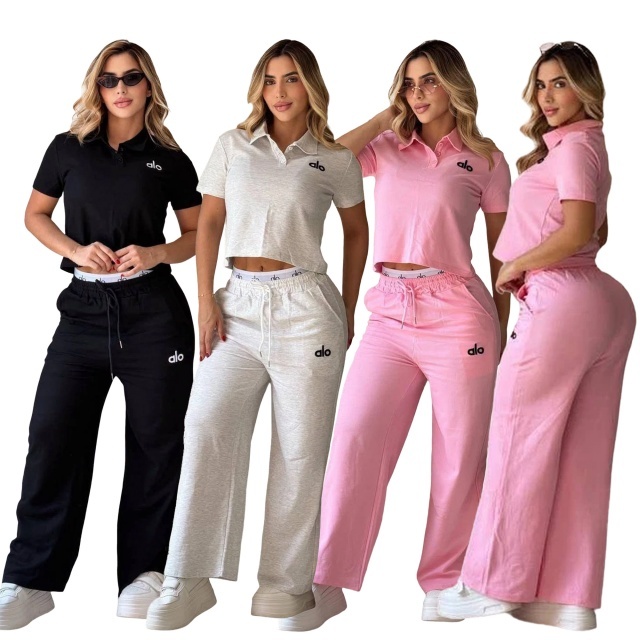 Fashion Polo Top Casual Sport Pants Set