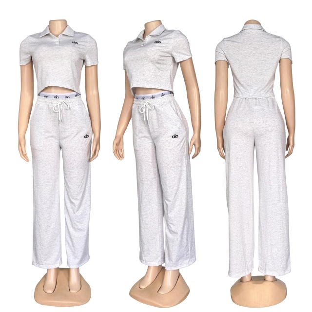 Fashion Polo Top Casual Sport Pants Set