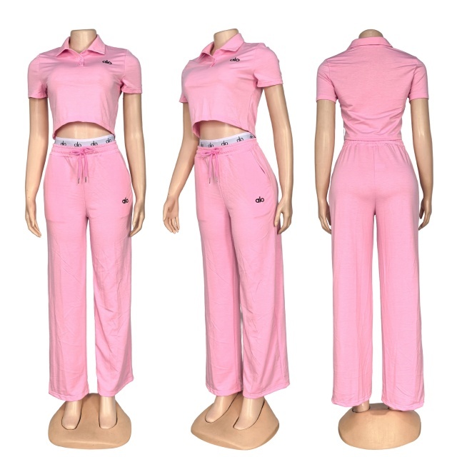 Fashion Polo Top Casual Sport Pants Set