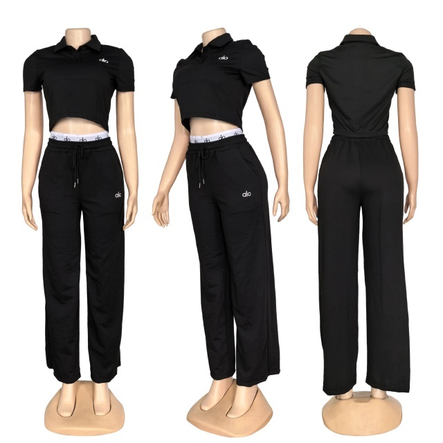 Fashion Polo Top Casual Sport Pants Set