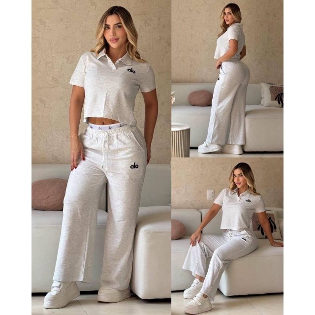 Fashion Polo Top Casual Sport Pants Set