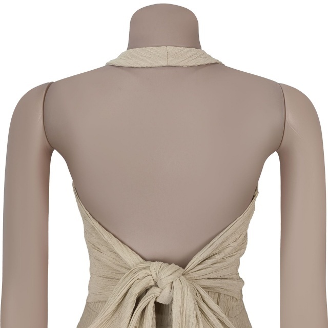 Hatler Neck Backless Wide Legs Pant Set