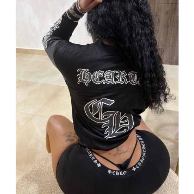 Letters Printed Long-sleeve Top Fitted Short Set