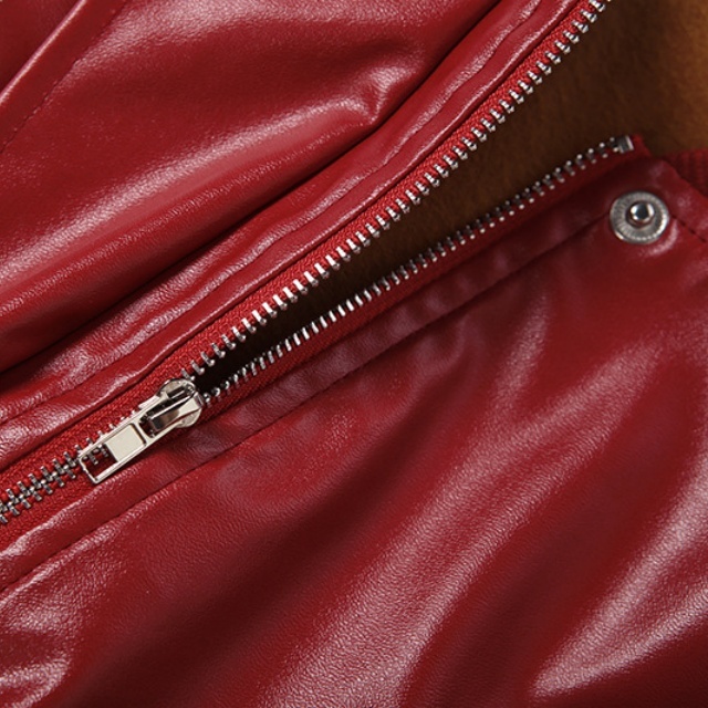 PU Leather Zip-up Jacket Wide Legs Cropped Pant Set