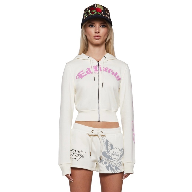 Printed Hooded Zip-up Jacket Jogger Short Set