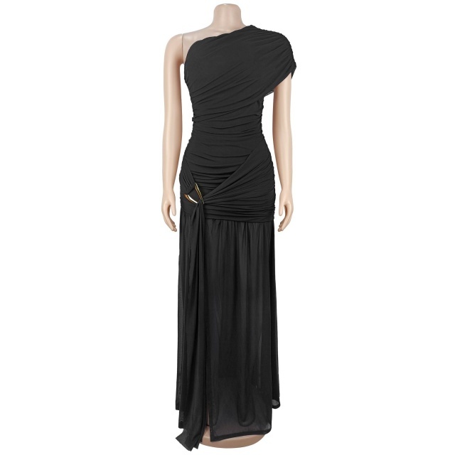 Single Shoulder High Split Out Maxi Dress
