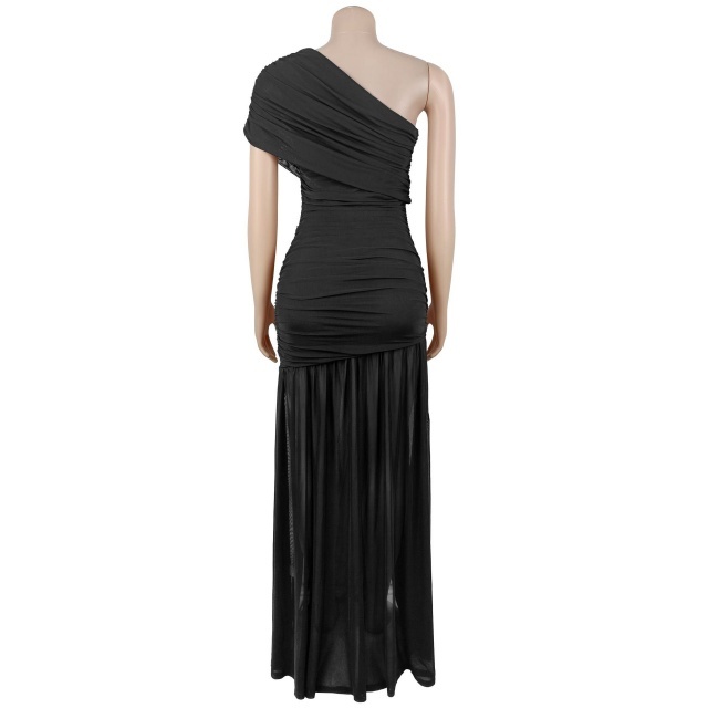 Single Shoulder High Split Out Maxi Dress