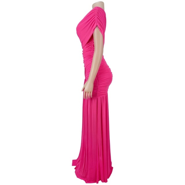 Single Shoulder High Split Out Maxi Dress