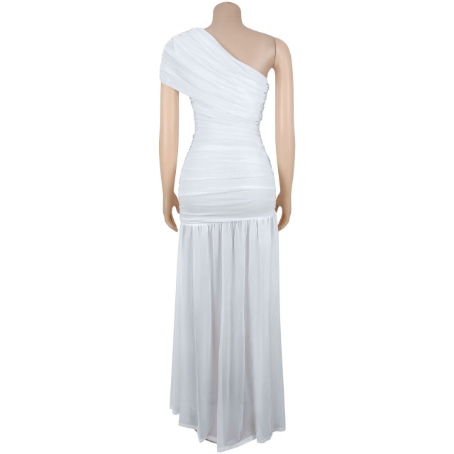 Single Shoulder High Split Out Maxi Dress