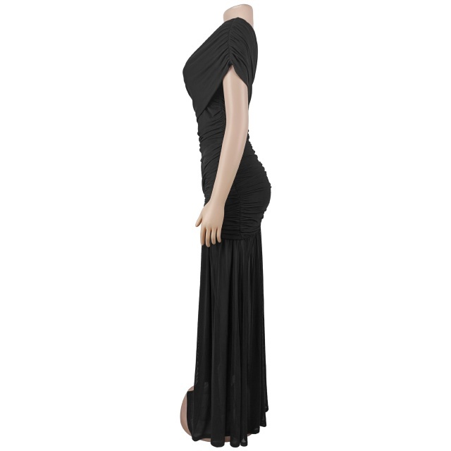 Single Shoulder High Split Out Maxi Dress