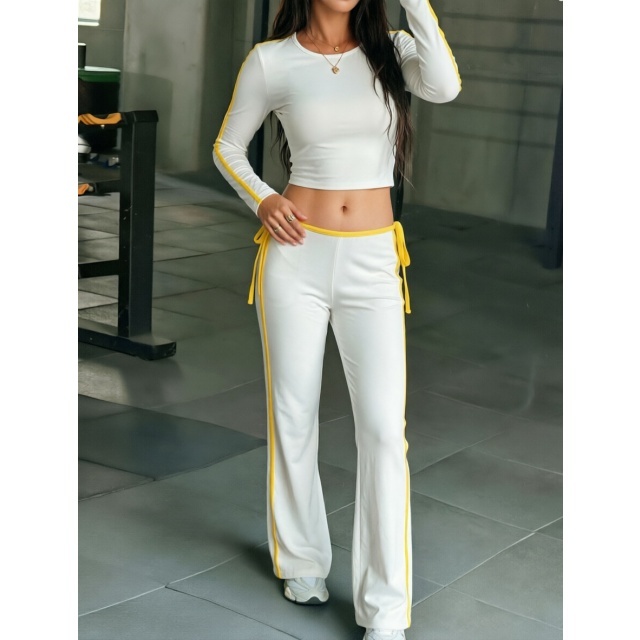 Colorblock Striped Casual Two Pieces Pant Set